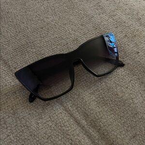 Quay Australia Black Oversized Shield Sunglasses